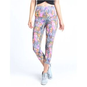 Mono B Highwaist Splatter Print Crop Leggings Size Small